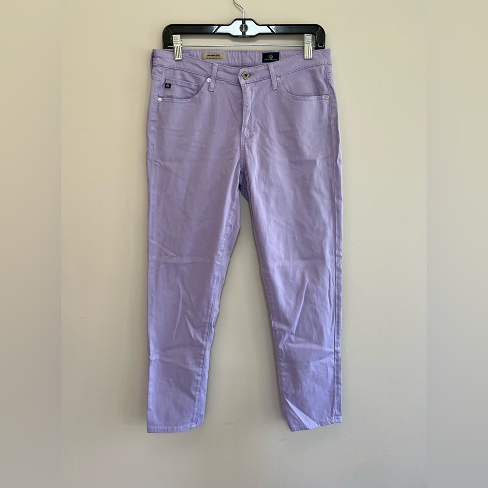 AG Adriano Goldschmied The Prima Crop Mid-Rise Cigarette Crop Pants, Purple, 29